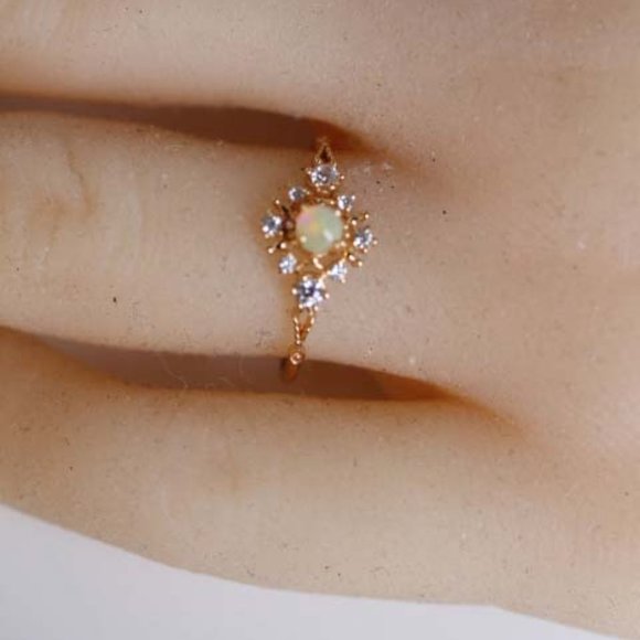 Gold Vermeil Genuine Opal Stone Dainty Ring for her Natural Opal Stone Ring 7 - Picture 9 of 10